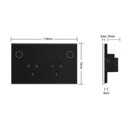 Touch Glass Double Power Point Socket GPO